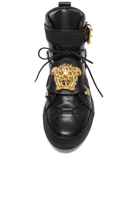 black and gold versace hightops|versace high top vintage sneaker.